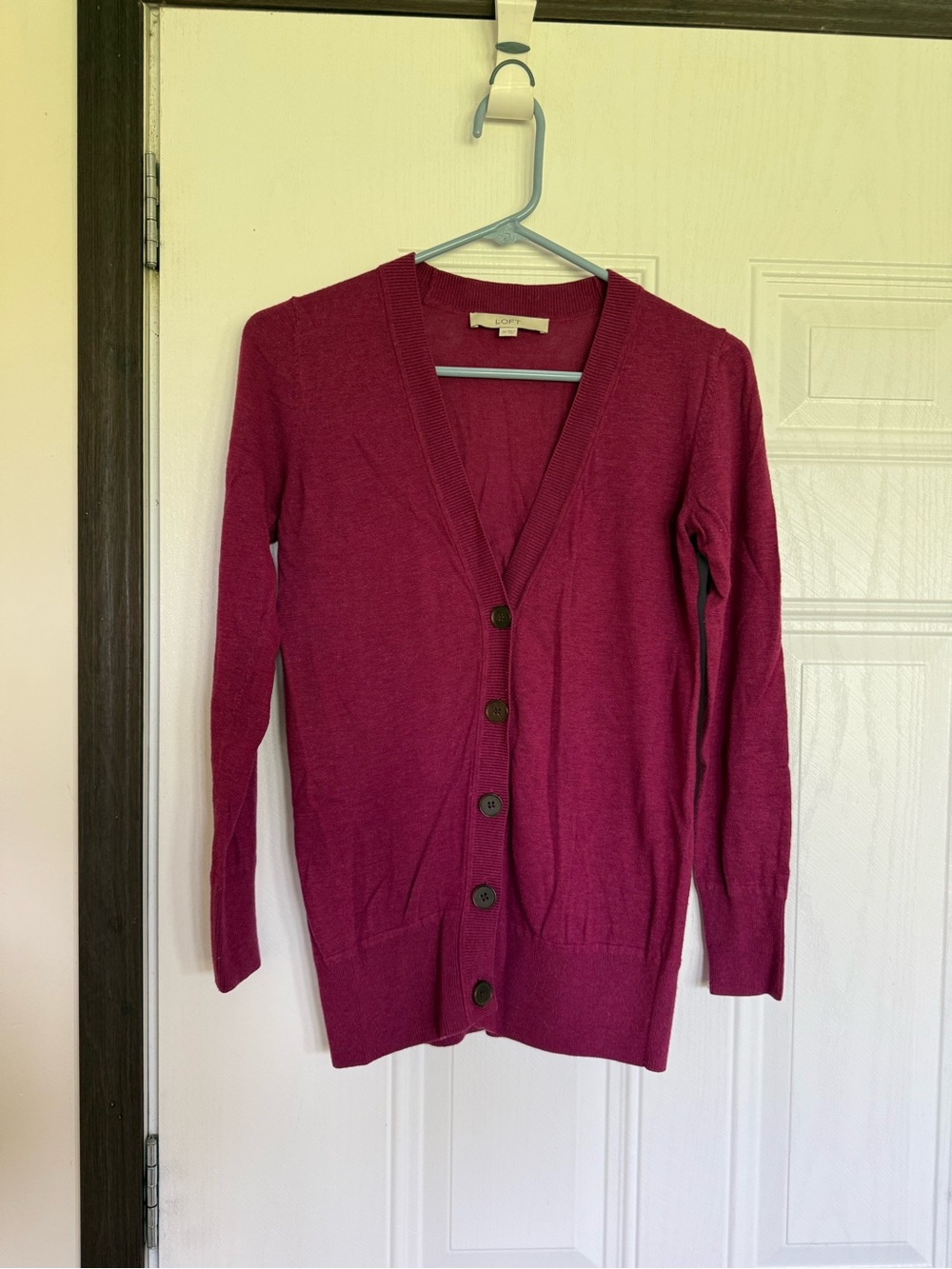 2 for $15 sale: Loft magenta button down wool blend cardigan - XS